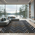 Textured Chevron Geometric Silver Gold Rug