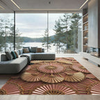 Golden Fan Art Deco Rose Quartz Rug