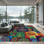 Vibrant Paisley Floral Medallion Collage Rug