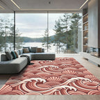 Crimson Waves Scallop Pattern Rug