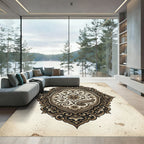 Ornate Bronze Paisley Floral Medallion Rug