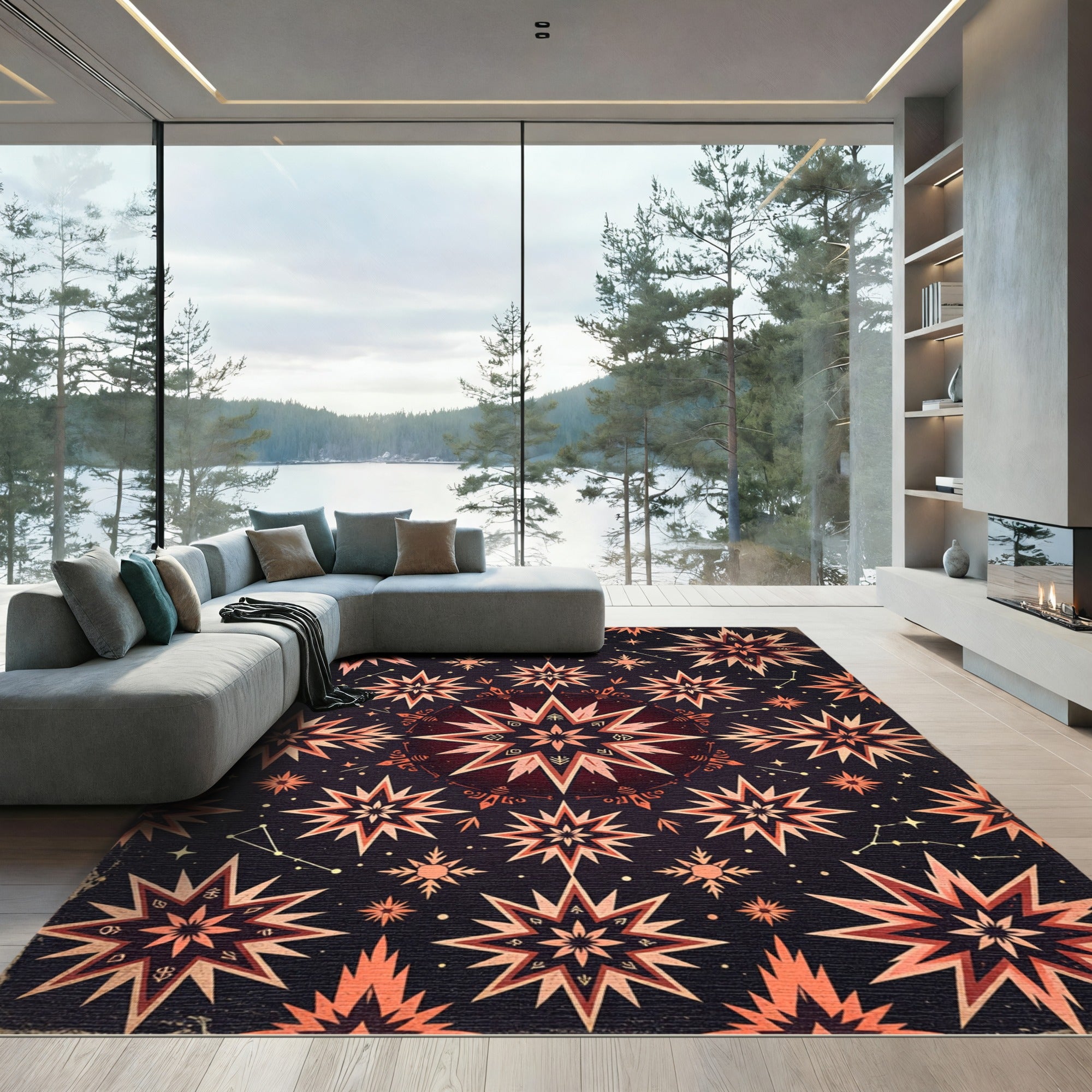 Celestial Amber Starry Night Rug