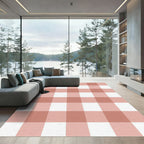 Blush Pink Large Gingham Check Rug