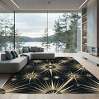 Golden Starburst Cosmic Rays Rug