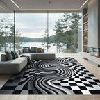 Monochromatic Optical Illusion Swirl Rug