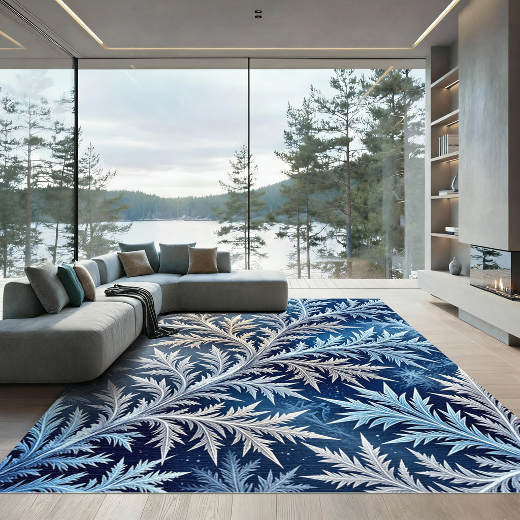 Frosted Swirl Ice Ferns Rug