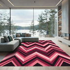 Vibrant Fuchsia Chevron Zigzag Abstract Rug