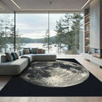 Celestial Gray Lunar Crater Full Moon Rug