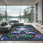 Enchanted Unicorns in Cosmic Forest Glow Rug