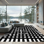 Monochrome Jagged Grid Composition Rug