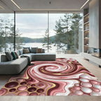 Rose Gold Swirl Marble Bubbles Rug