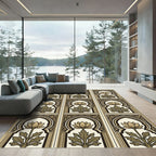 Golden Lotus Floral Arch Wall Art Rug