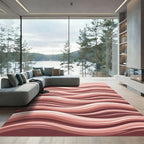 Salmon Pink Abstract Waves Rug