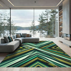 Emerald Green Abstract Chevron Rug