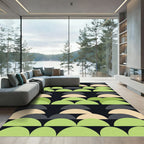 Modern Sage and Charcoal Geometric Arch Rug