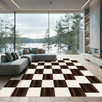 Dark Wood Grain Checkerboard Rug