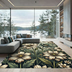 Vintage Cream Botanical Flower Meadow Rug