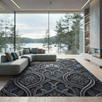 Ornate Gray Floral Arabesque Rug