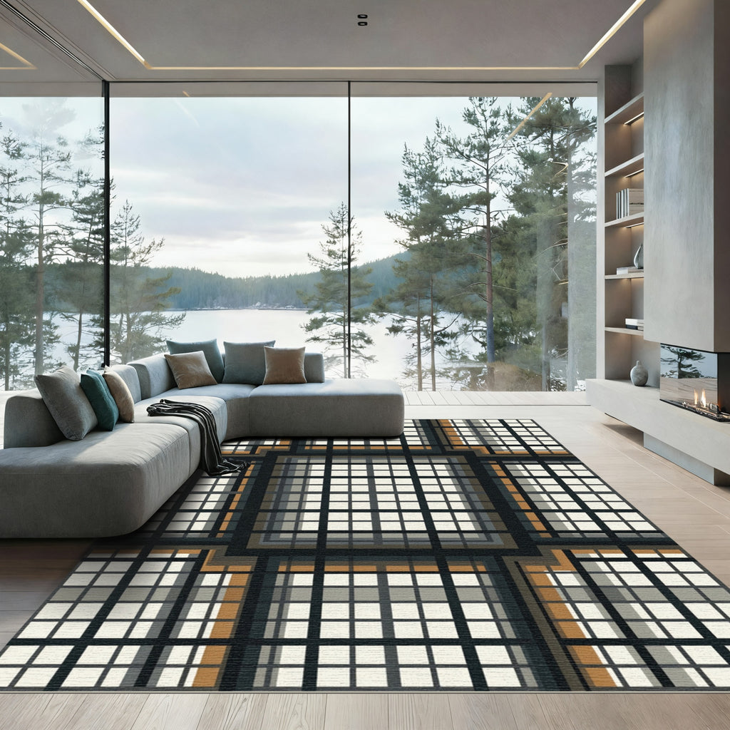 Geometric Grid Illusion Rug