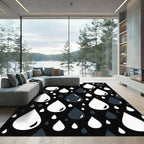 Dark Gray White Droplet Pattern Rug