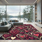 Crimson Red Heart Flourish Vignette Rug