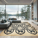 Heraldic Hound Crest Cream Area Decor Rug