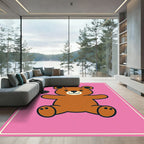 Cute Brown Bear Pink Graphic Rug