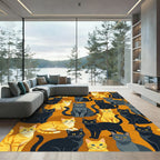 Playful Orange Tabby Black Cat Collage Rug