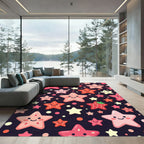 Cute Pink Red Starburst Sprinkle Collection Rug