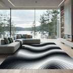 Monochrome Abstract Wavy Gradient Wave Rug