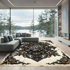 Elegant Victorian Rose Cameo Medallion Rug