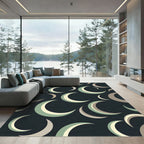 Sage and Cream Minimalist Crescent Moon Rug