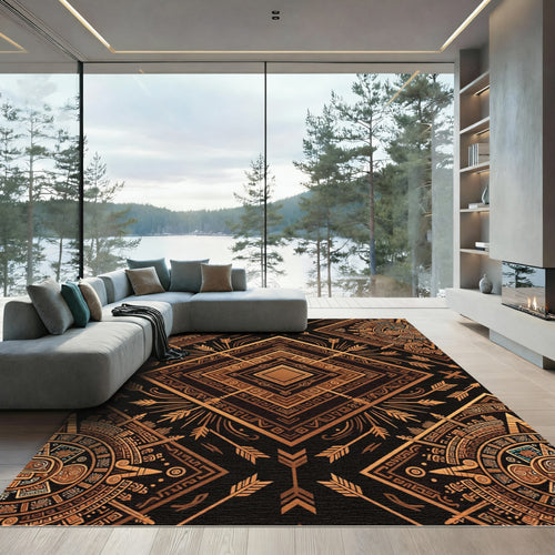 Aztec Gold Geometric Tribal Arrow Rug
