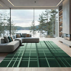 Green Gradient Plaid Grid Rug