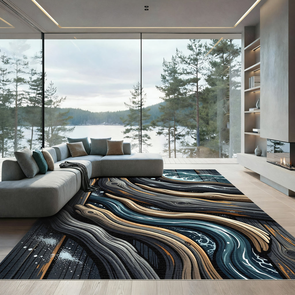 Coastal Driftwood Wood Grain Rug