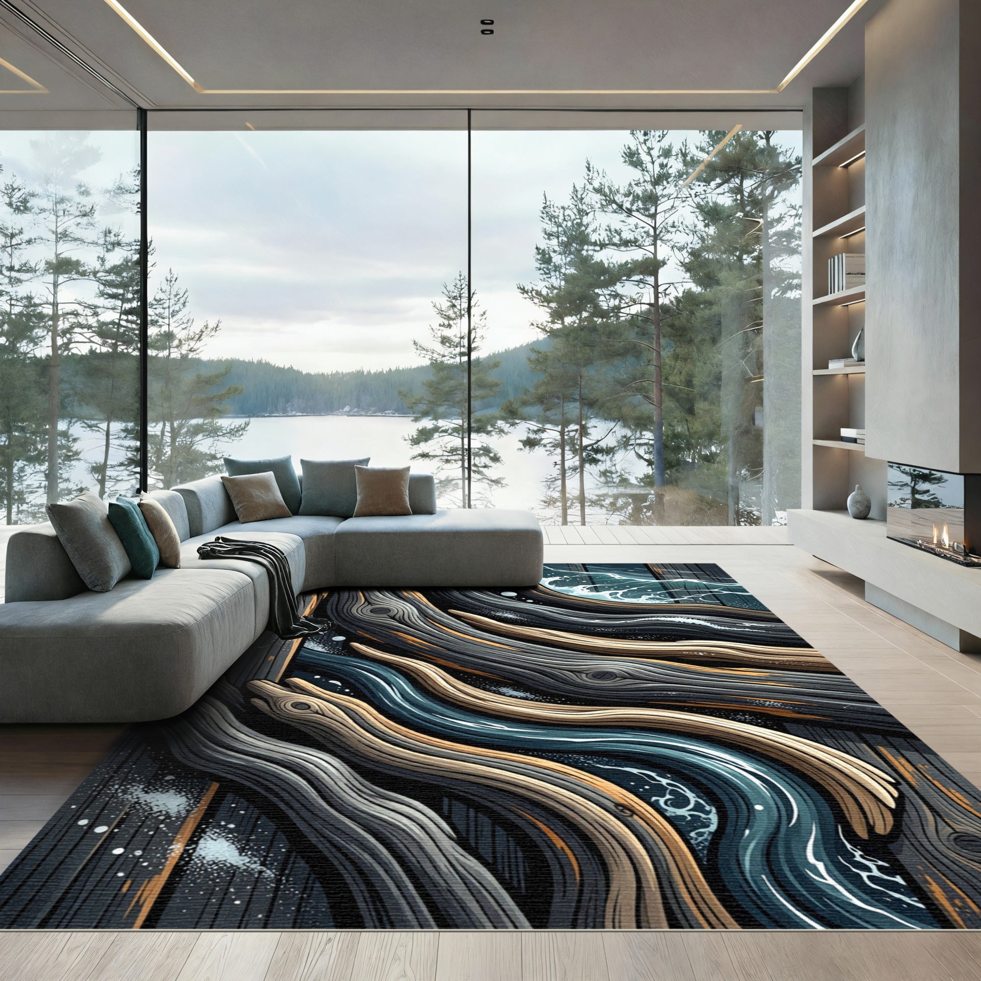 Coastal Driftwood Wood Grain Rug