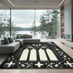 Gothic Arch Charcoal Black Traceries Rug