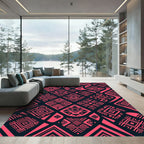 Bold Neon Pink Geometric Tribal Abstract Rug