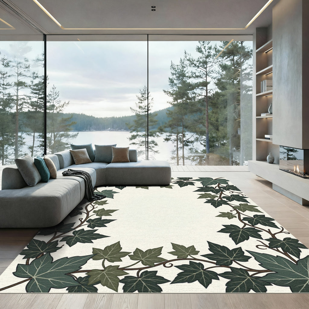Green Ivy Vine Border Rug