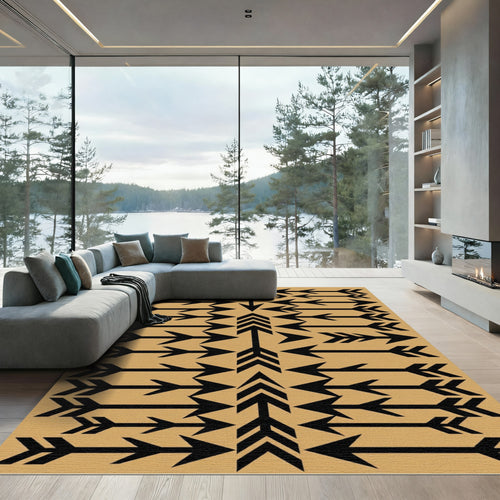 Black Arrow Pattern Tan Background Rug