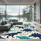 Celestial Constellation Dinosaur Sky Blue Rug