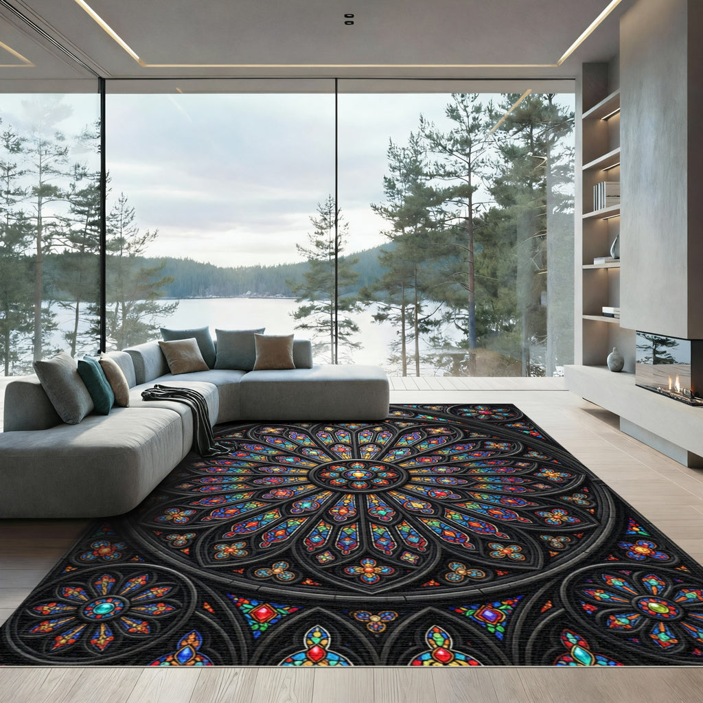 Gothic Vivid Stained Glass Window Rug