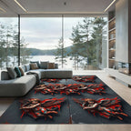 Red Winged Cherub Heart Triptych Rug