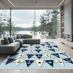 Nautical Navy Cream Anchor Pennant Banner Rug
