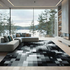 Monochromatic Pixelated Gradient Composition Rug
