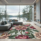 Grand Pink Peony Floral Garden Rug