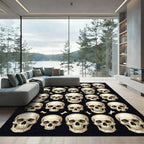 Monochromatic Skulls and Bones Tiled Art Rug