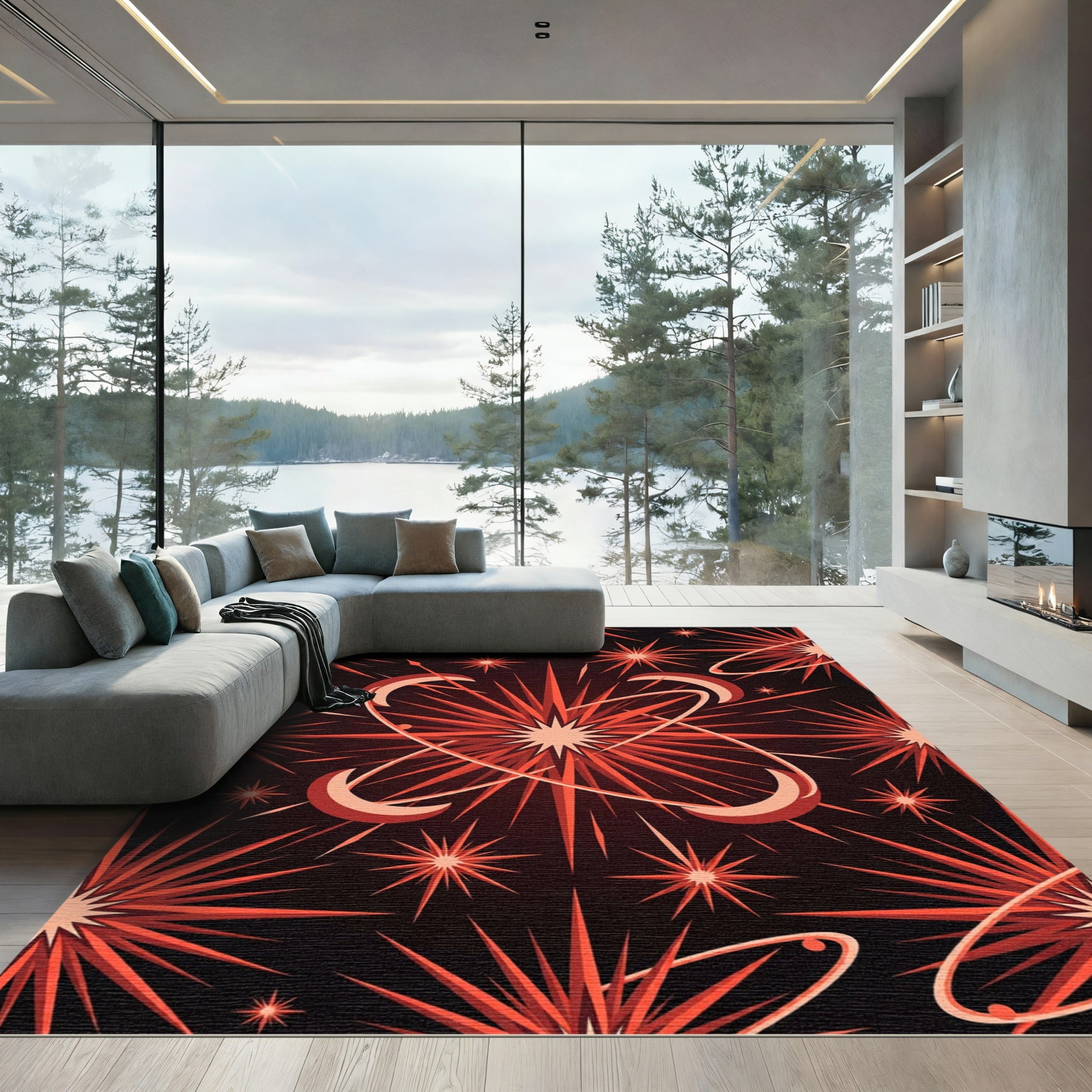 Atomic Red Starburst Orbit Rug