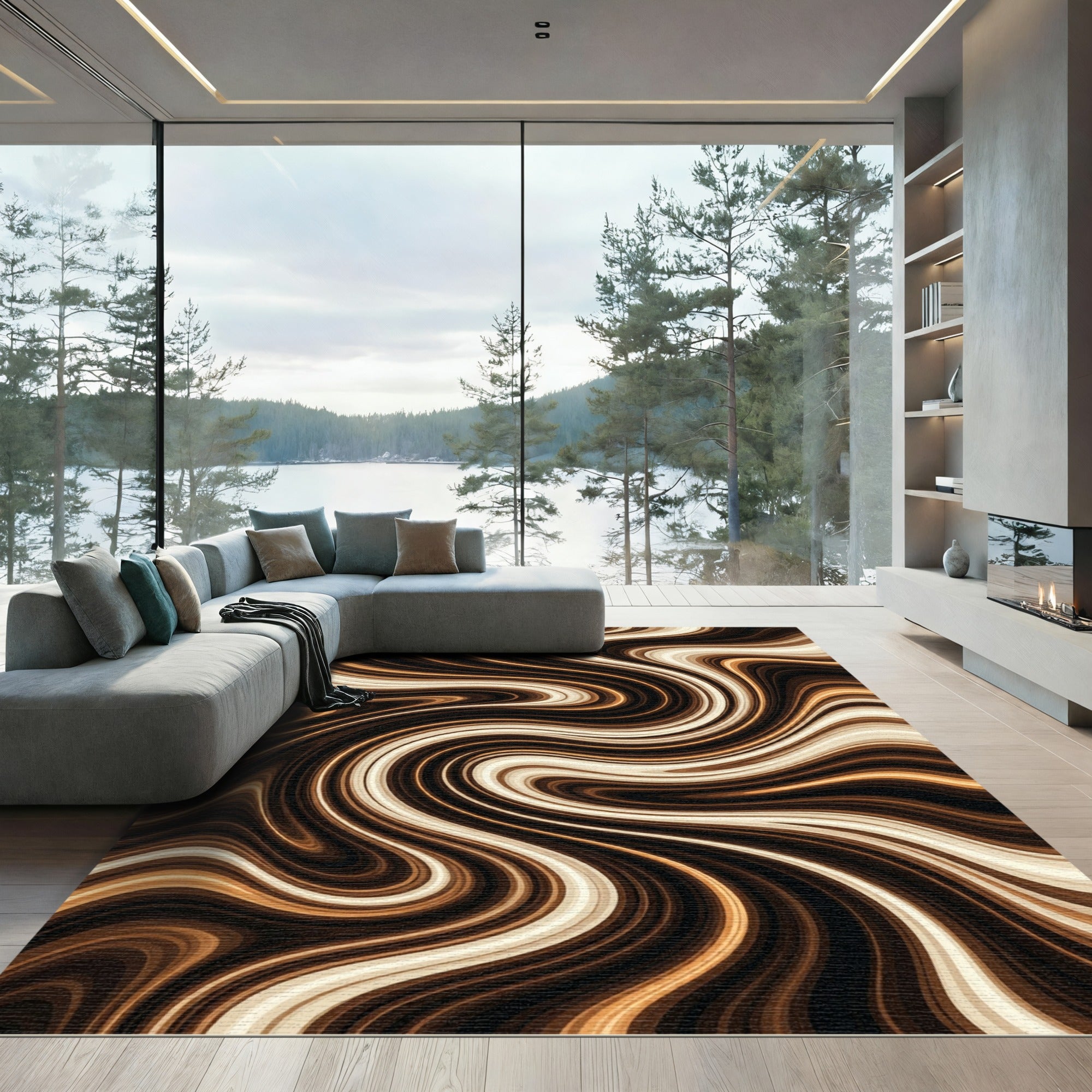 Rich Amber Swirl Marble Rug