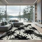 Monochrome Black Ink Splatter Abstract Rug